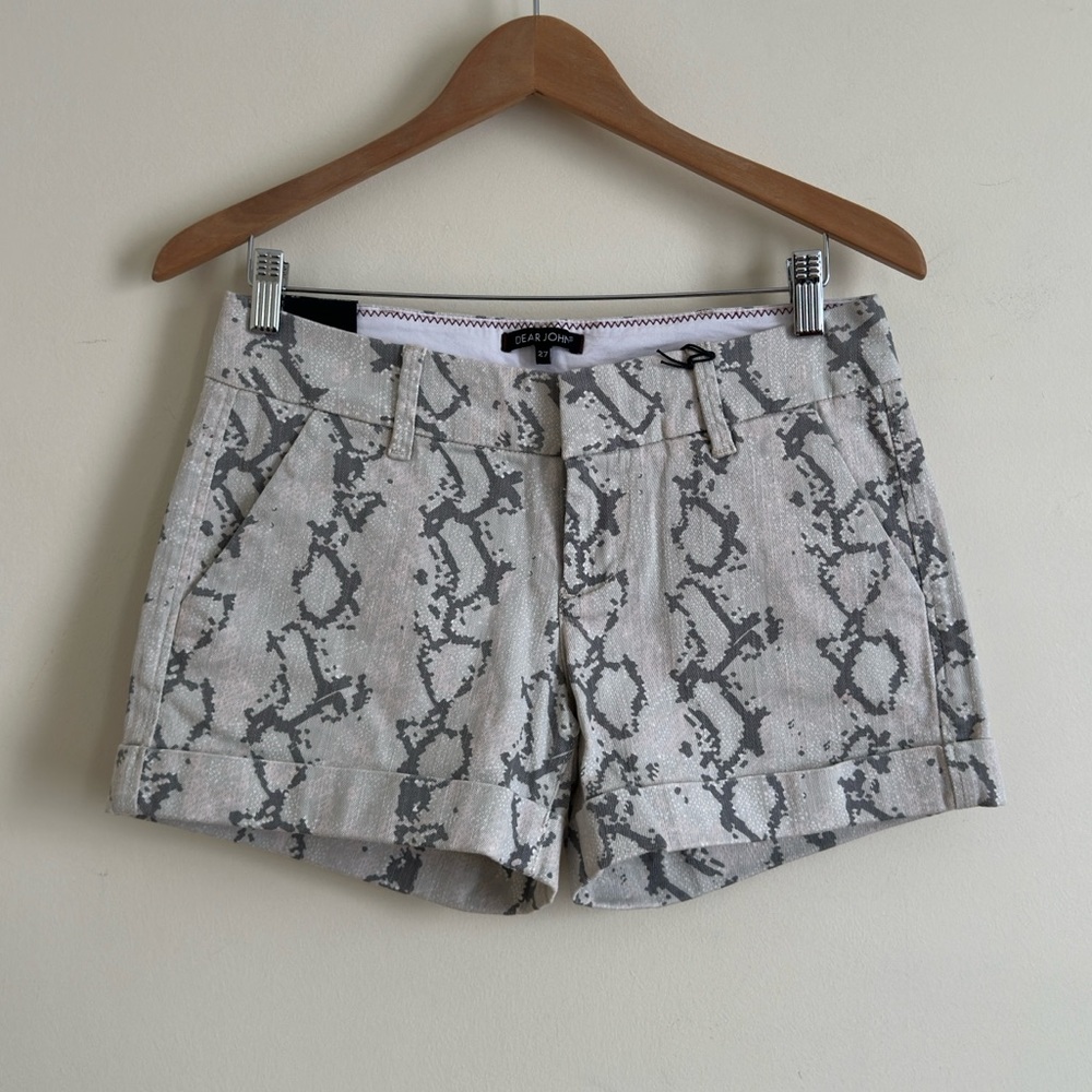 Dear John Finnegan Roll Cuff Snake Print Shorts Gray Sz 27 NWT - Picture 3 of 12
